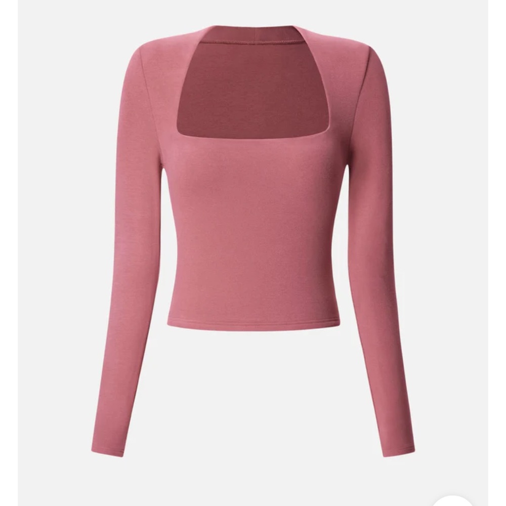 OGL Rose Pink Long Sleeve Square Neck Crop Top
